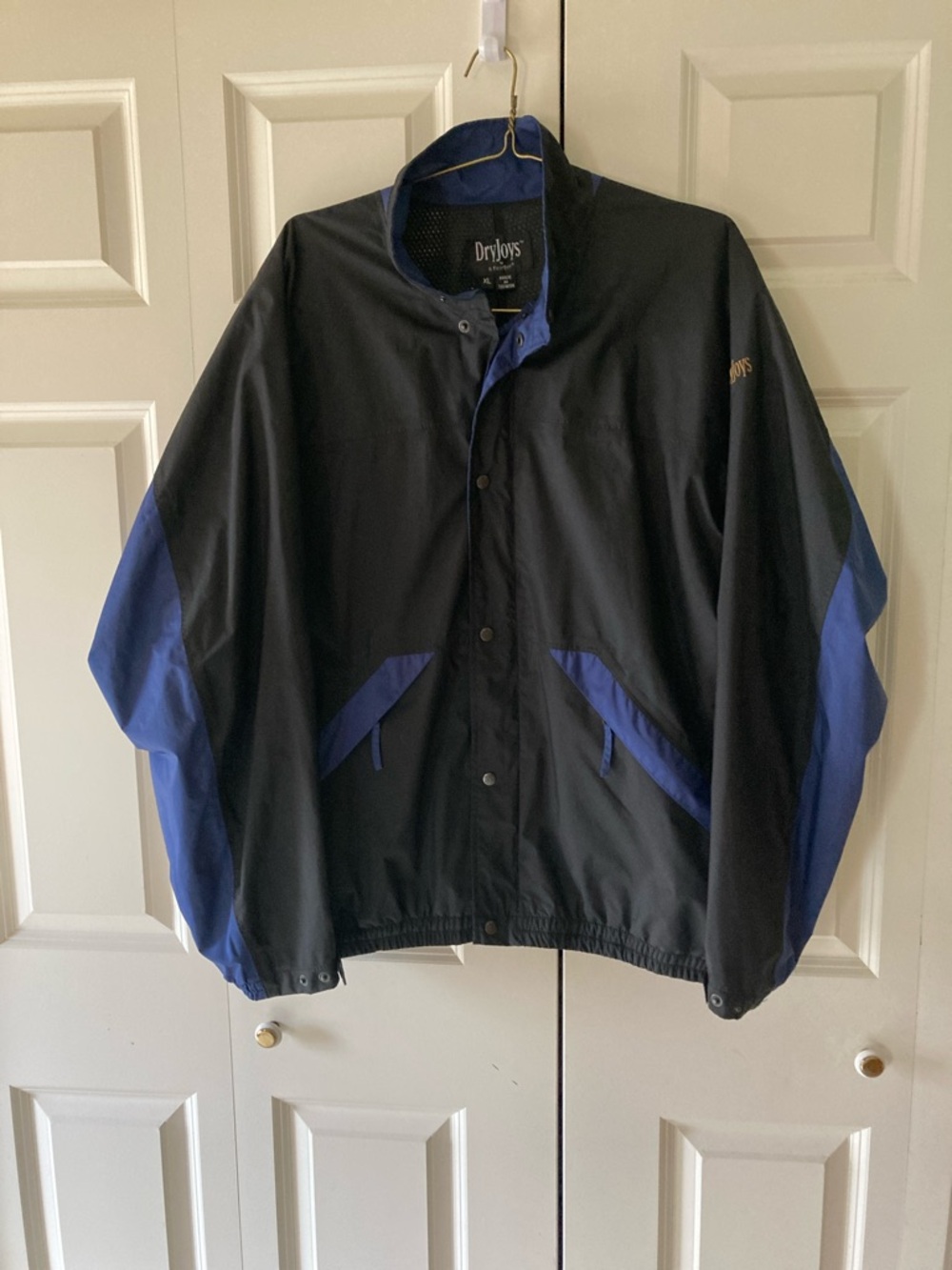 Dryjoys by Footjoy mens XL Golf windbreaker rain jacket black & blue vented